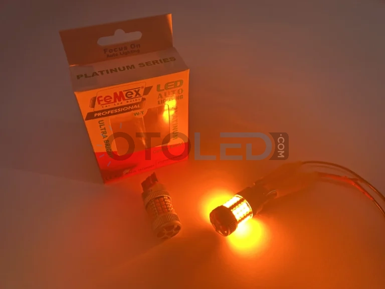 Honda Civic FD6 LED Ampul - Femex Amber Fanlı LED Sinyal Ampulü T20 - W21W Koyu Turuncu - Fotoğraf 5