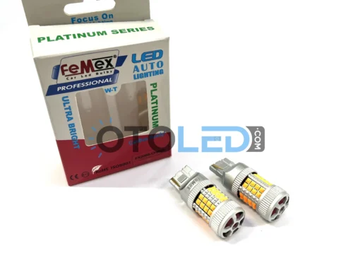 Femex Amber Fanlı LED Sinyal Ampulü T20 - W21W Koyu Turuncu