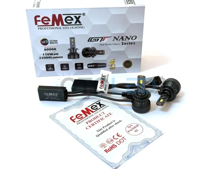 Citroen C-Elysee Kısa Far Ampulü 22.000 Lümen - Femex GT Nano Pro H7 LED Xenon 22000 Lümen 7535 CSP Chipset - Fotoğraf 2