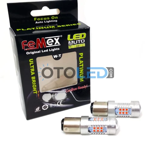 Femex P21W Tek Duy LED Ampul Platinum 93 Tip 21SMD 3030 Chip Kırmızı