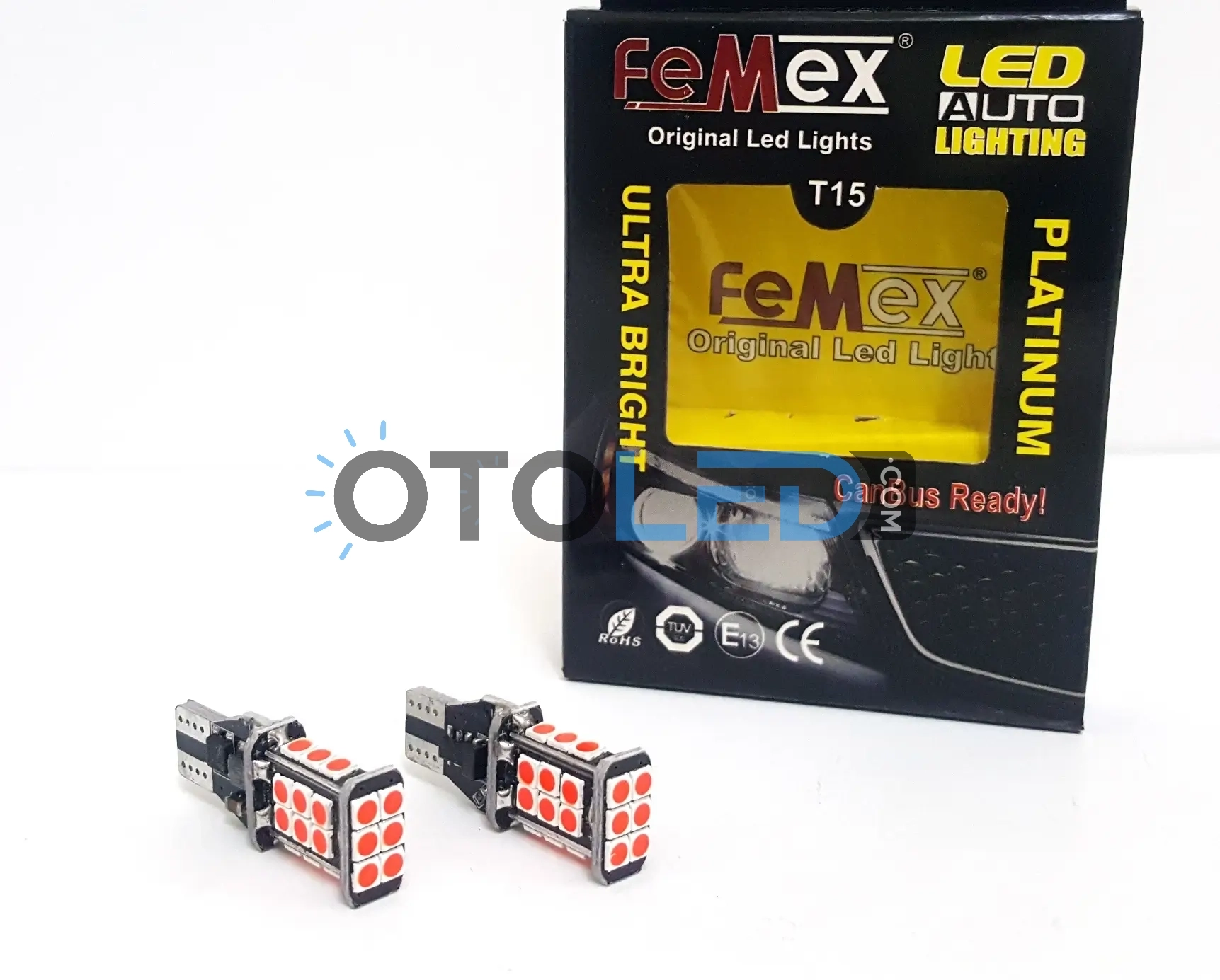 femex kırmızı t15 w16w led ampul