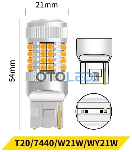 Femex Amber Fanlı LED Sinyal Ampulü T20 - W21W Koyu Turuncu