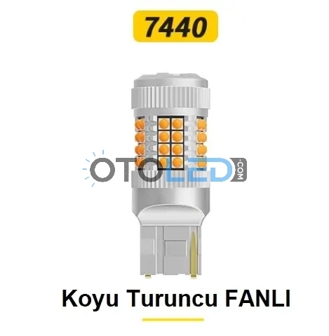 Femex Amber Fanlı LED Sinyal Ampulü T20 - W21W Koyu Turuncu