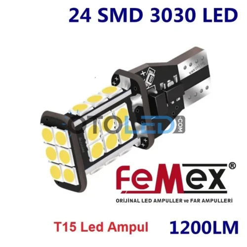 Femex T15 LED Ampul Platinum - W16W 24SMD 3030 Chip Beyaz