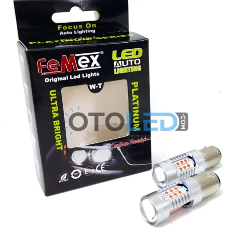 Femex P21W Çift Duy LED Ampul Platinum 1157 Tip 21SMD 3030 Chip Kırmızı