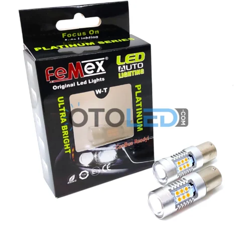 Femex P21W Tek Duy LED Ampul Platinum 93 Tip 21SMD 3030 Chip Turuncu