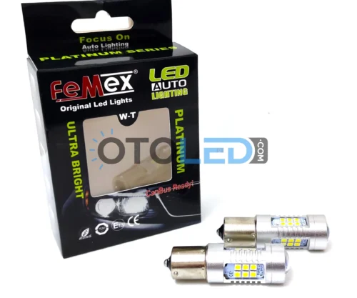 Femex P21W Tek Duy LED Ampul Platinum 93 Tip 21SMD 3030 Chip Beyaz