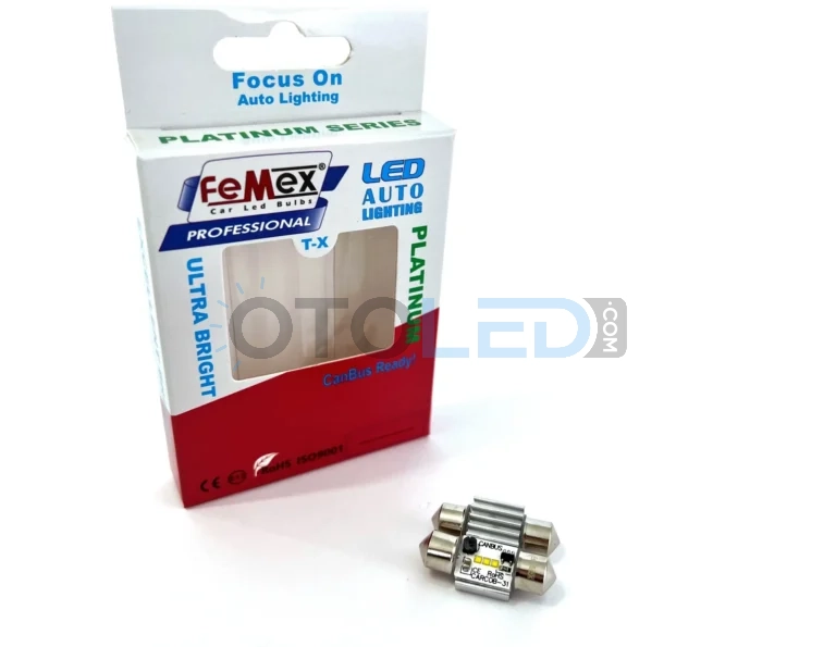 Toyota Corolla E18 LED Ampul - Femex 31MM Sofit LED Ampul Platinum - C5W CSP Chipset - Fotoğraf 2