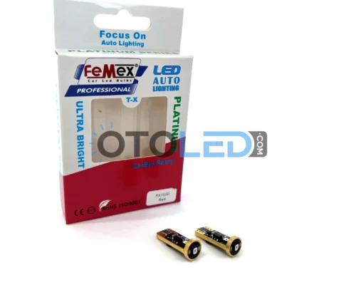 Femex T10 LED Ampul Platinum - W5W 3SMD Osram Chipset Kırmızı