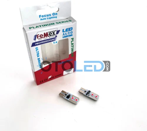 Femex T10 LED Ampul Platinum - W5W 4SMD 3030 Chip Kırmızı