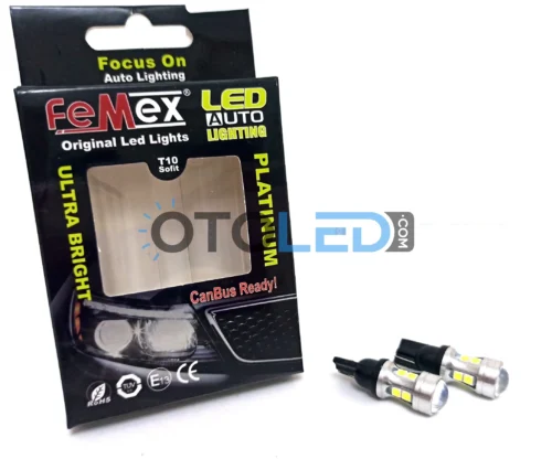 Femex T10 LED Ampul Platinum - W5W 10SMD 3030 Chip Mercekli Power LED