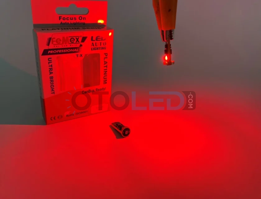 Femex T10 LED Ampul Platinum – W5W 3SMD Osram Chipset Kırmızı