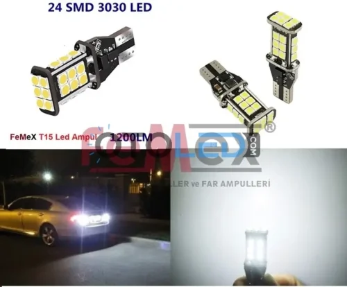 Femex T15 LED Ampul Platinum - W16W 24SMD 3030 Chip Beyaz