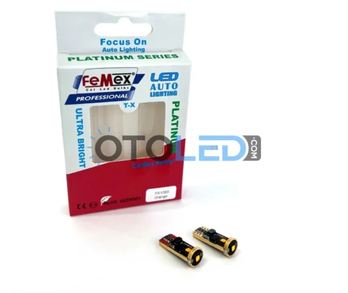 Femex T10 LED Ampul Platinum - W5W 3SMD Osram Chipset Turuncu