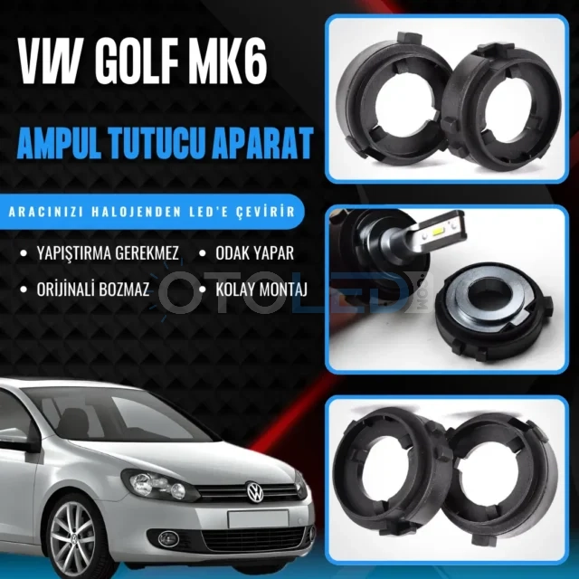 Volkswagen Golf 6 ampul Montaj Aparatı - Volkswagen Golf 6 Kısa Far LED Ampul Sabitleme Aparatı (Kablosuz)
