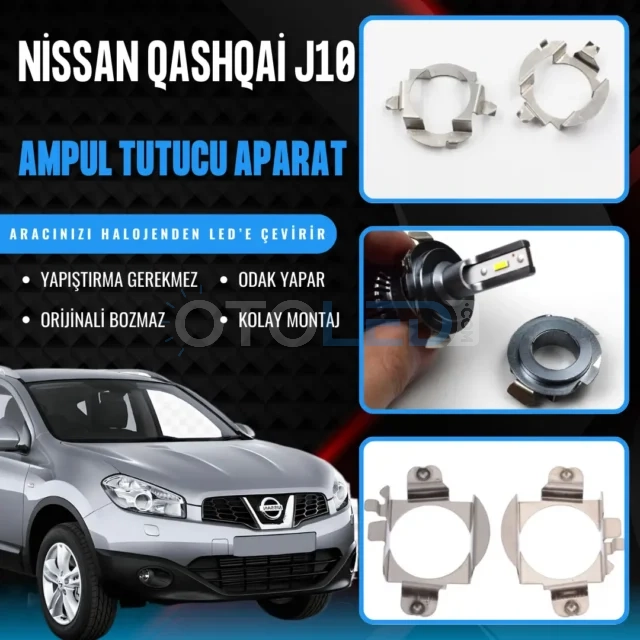 Nissan Qashqai J10 ampul Montaj Aparatı - Nissan Qashqai J10 Kısa ve Uzun Far LED Ampul Sabitleme Aparatı