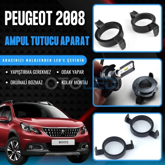 Peugeot 2008 ampul Montaj Aparatı - Peugeot 2008 Kısa Far LED Ampul Sabitleme Aparatı