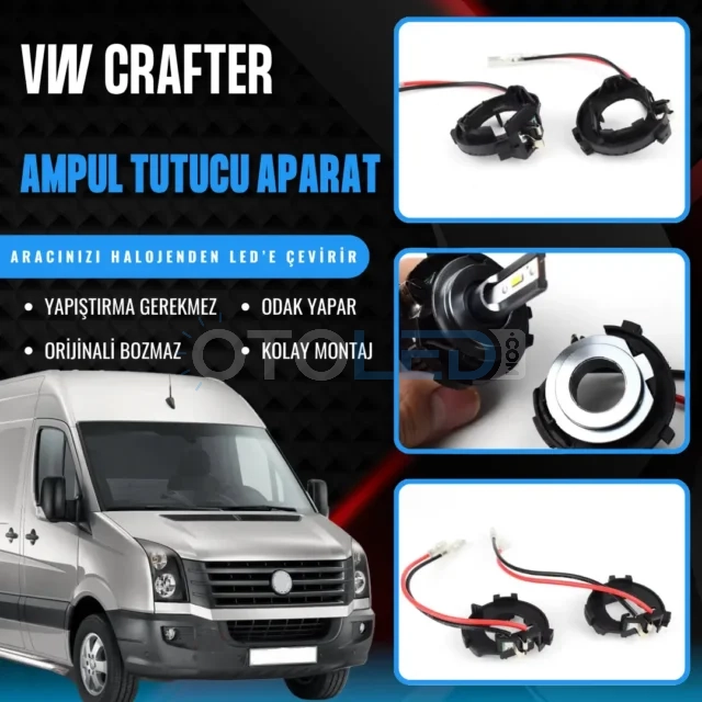 Volkswagen Crafter ampul Montaj Aparatı - Volkswagen Crafter Kısa Far LED Ampul Sabitleme Aparatı (Kablolu)