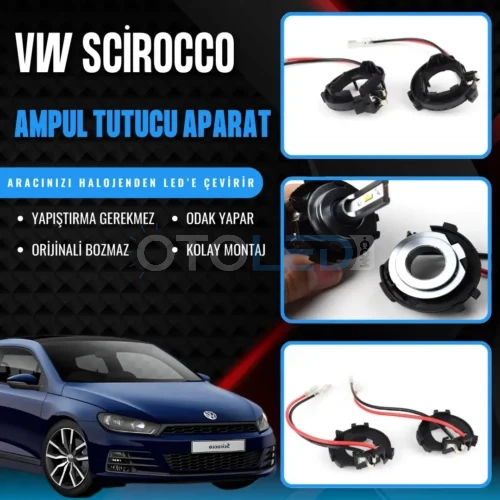 Volkswagen Scirocco Kısa Far LED Ampul Sabitleme Aparatı (Kablolu)