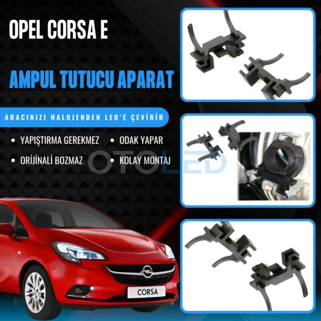 Opel Corsa E ampul Montaj Aparatı - Opel Corsa E Kısa Ve Uzun Far LED Ampul Sabitleme Aparatı