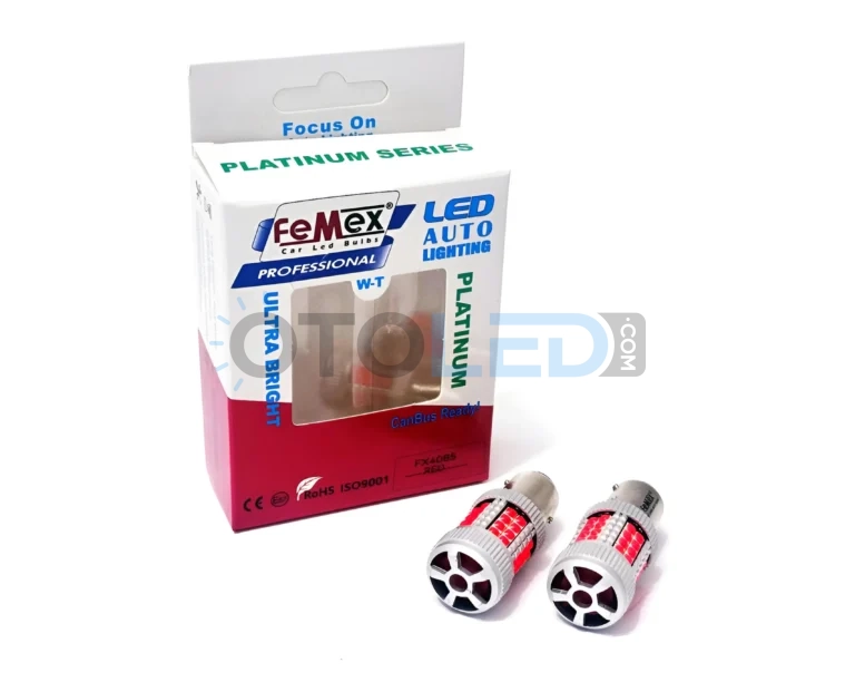 Fiat Ducato 2 Makyajlı LED Ampul - Femex Fanlı LED Stop Ampulü P21W/5W - 1157 BAY15D Koyu Kırmızı - Fotoğraf 4