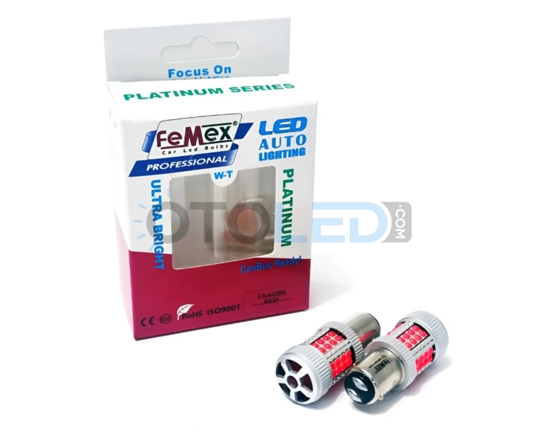 Fiat Ducato 2 Makyajlı LED Ampul - Femex Fanlı LED Stop Ampulü P21W/5W - 1157 BAY15D Koyu Kırmızı - Fotoğraf 2