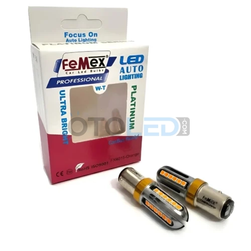 Femex P21W Çift Duy LED Ampul Premium 1157 Tip 3030 Chip Turuncu thumbnail
