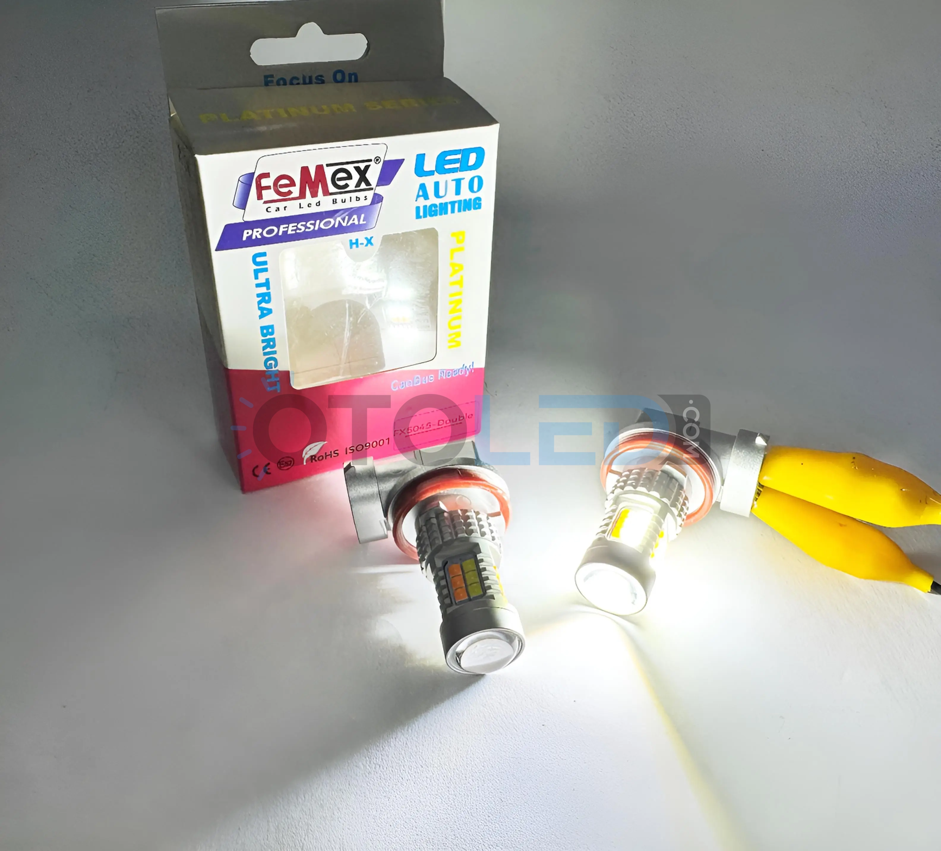 Femex H8/H11 Çift Renk LED Ampul Beyaz Turuncu Mercekli Aç/Kapa