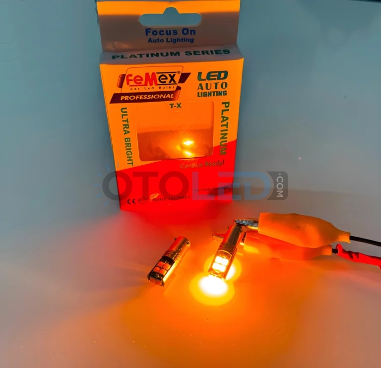 Volkswagen Scirocco LED Ampul - Femex H21W LED Ampul Platinum - BAY9S 10SMD 3030 Chip Turuncu - Fotoğraf 3