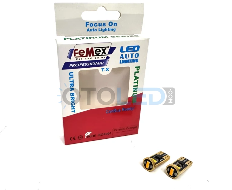 Ford Escort LED Ampul - Femex T10 LED Ampul Platinum - W5W 3SMD CSP Chipset Turuncu - Fotoğraf 2