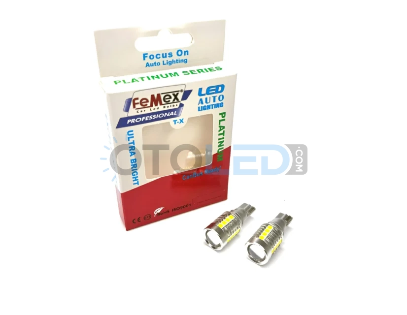 Femex T15 Mercekli LED Ampul Platinum – W16W 18SMD 3035 Chip Beyaz