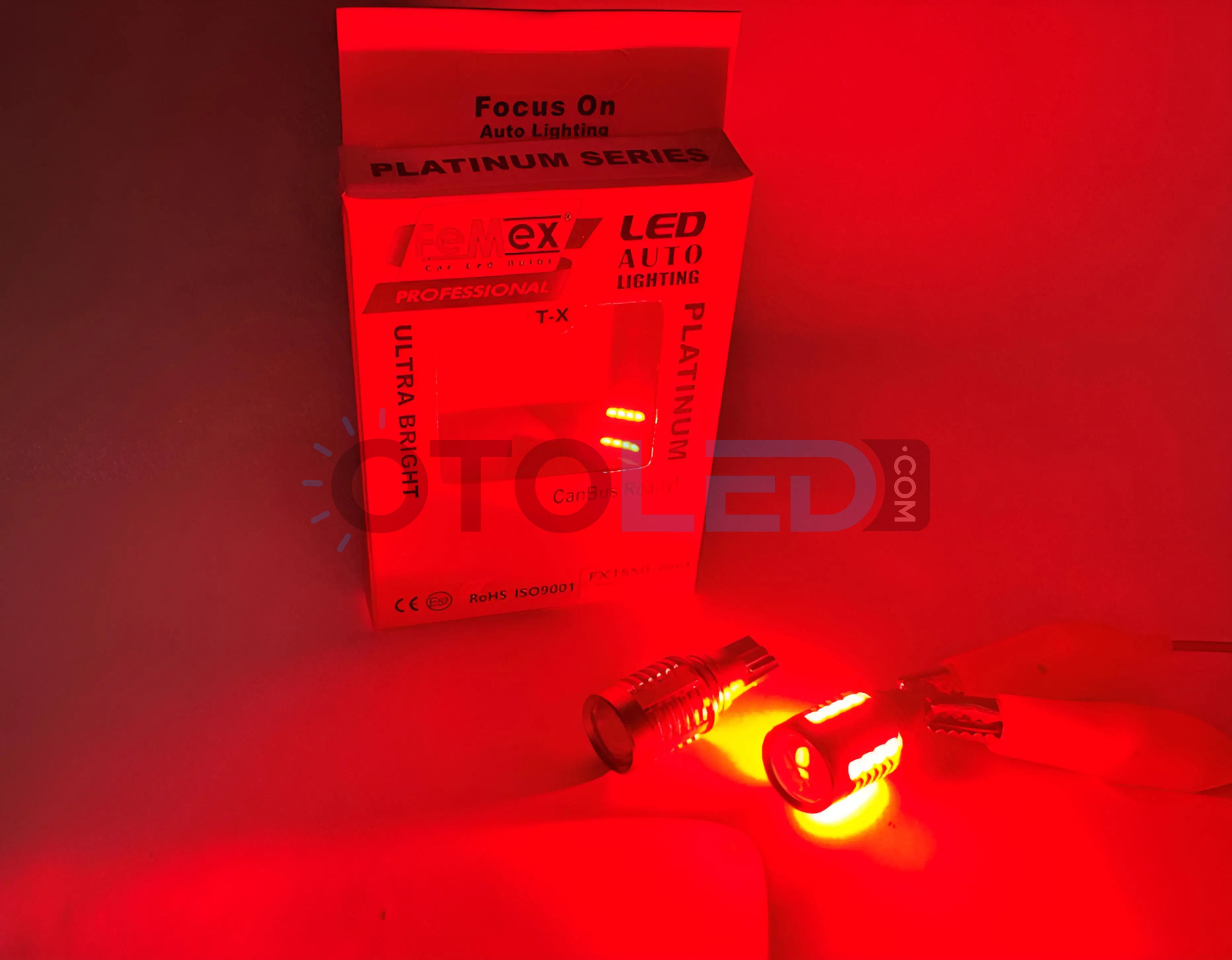 Femex T15 Mercekli LED Ampul Platinum - W16W 18SMD 3035 Chip Kırmızı