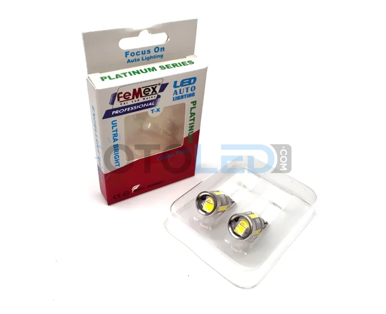Toyota Yaris 3 LED Ampul - Femex T15 Mercekli LED Ampul Platinum - W16W 18SMD 3035 Chip Beyaz - Fotoğraf 2