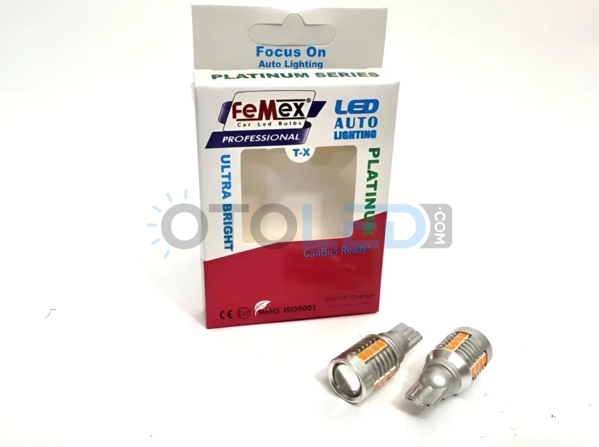 Femex T15 Mercekli LED Ampul Platinum – W16W 18SMD 3035 Chip Turuncu