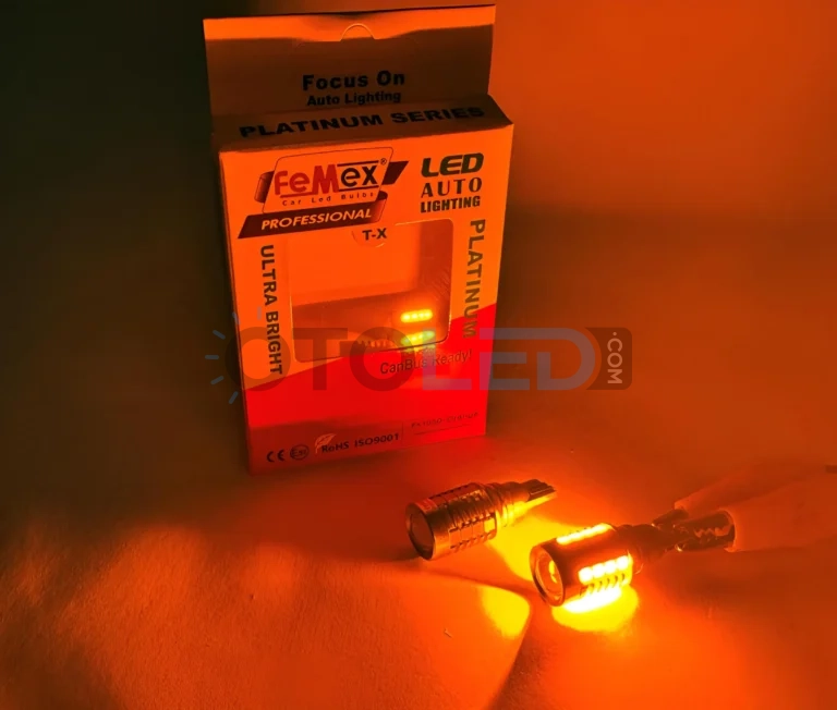 Volkswagen Caravelle T6 LED Ampul - Femex T15 Mercekli LED Ampul Platinum - W16W 18SMD 3035 Chip Turuncu - Fotoğraf 3