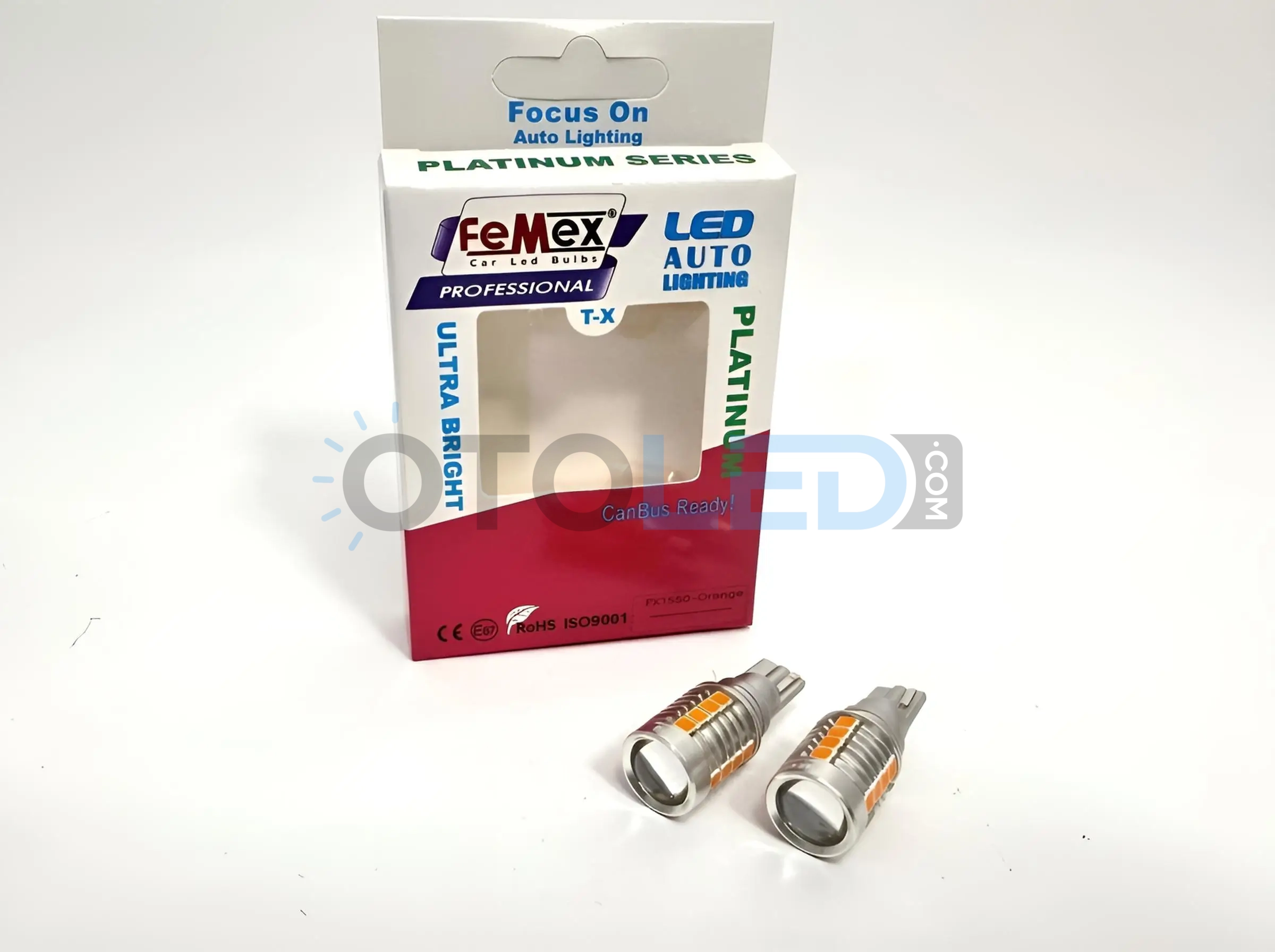 Femex T15 Mercekli LED Ampul Platinum - W16W 18SMD 3035 Chip Turuncu