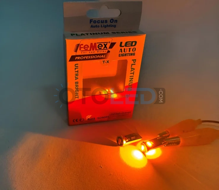 Femex T10 LED Ampul Platinum – W5W 3SMD CSP Chipset Turuncu